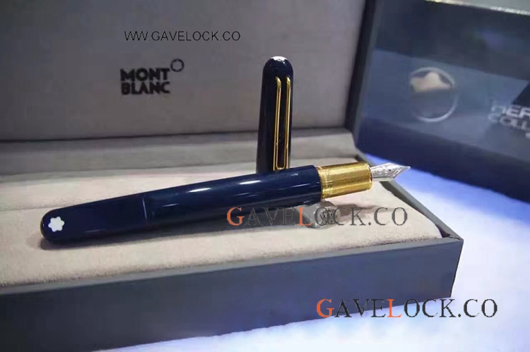 Blue & Gold Montblanc M Marc Newson Fountain Pen AAA Mont blanc Imitation